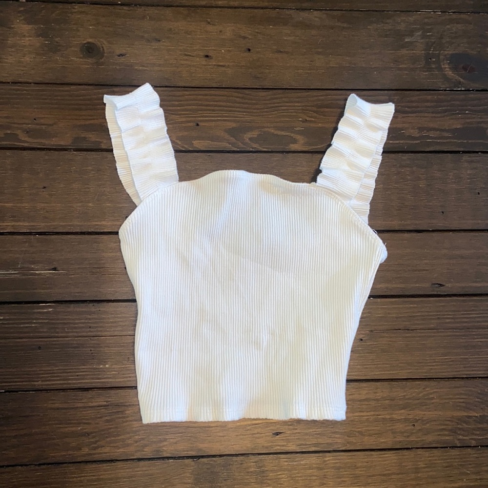 Flared white crop top